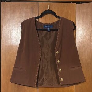 Karen Scott Brown Vest with Gold Accents